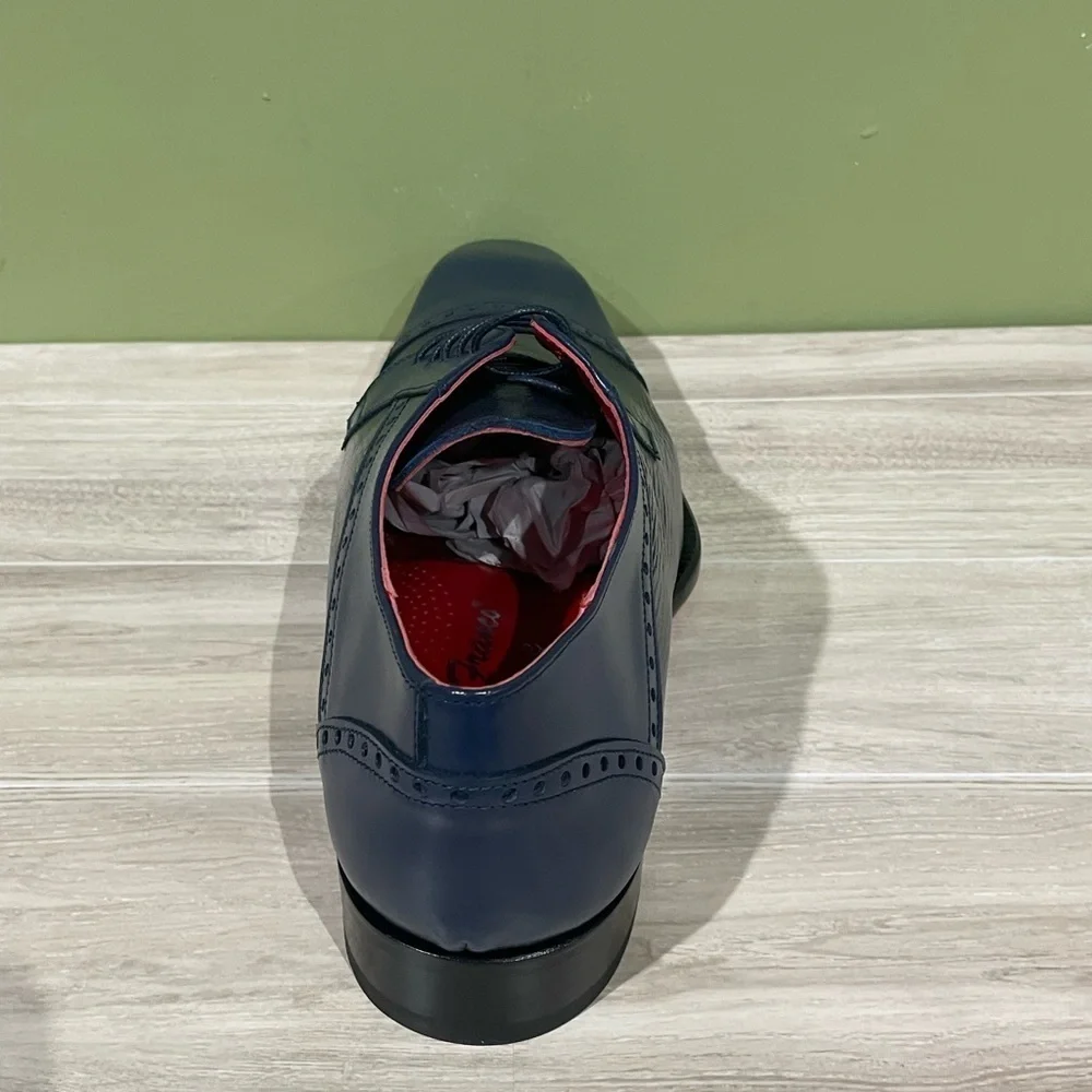Emilio Franco dress shoes navy deerskin/leather calf Oxford captoe